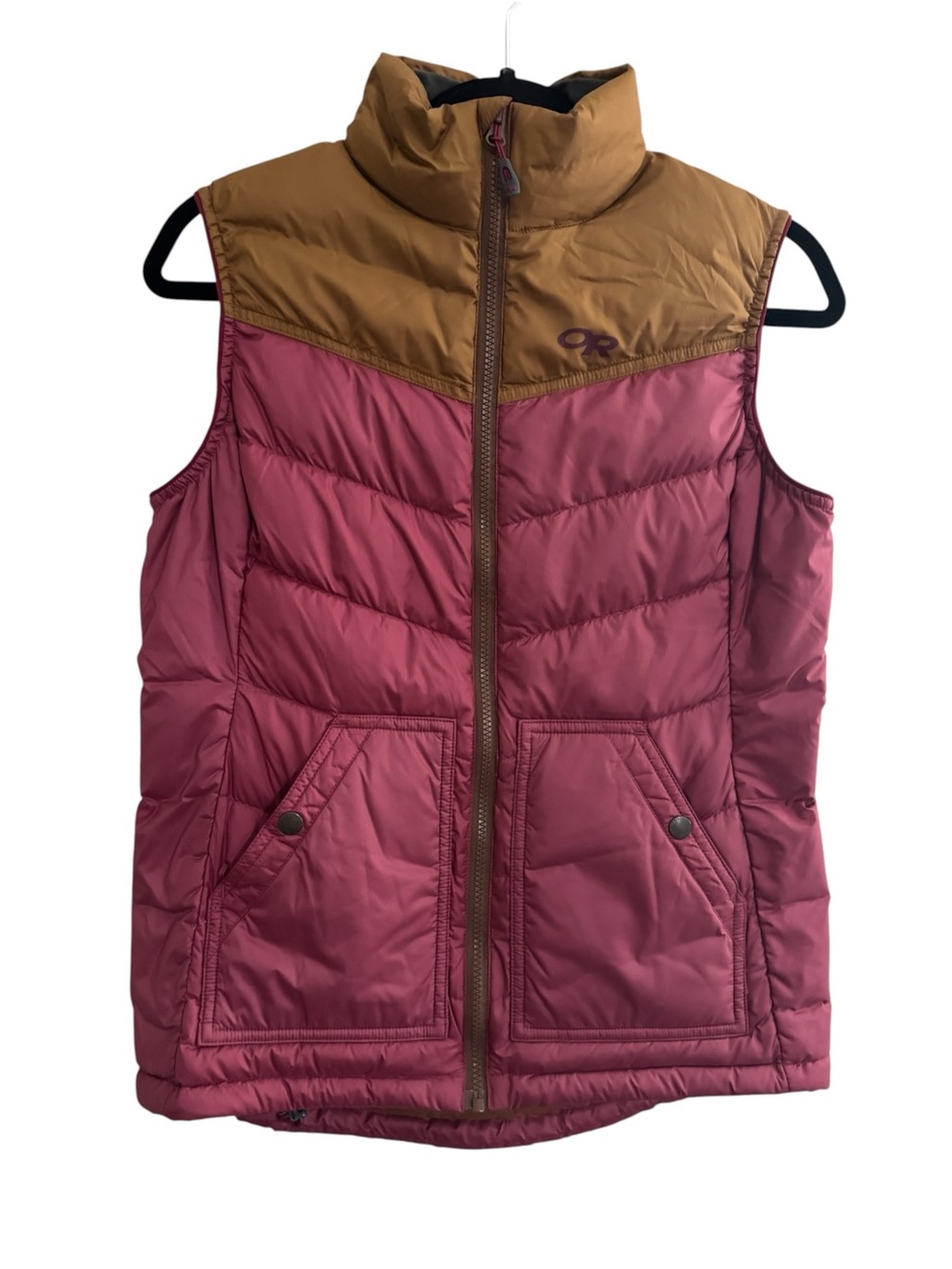 Outdoor Research Women’s Small Transcendent Down Filled Vest Maroon Brown #NE